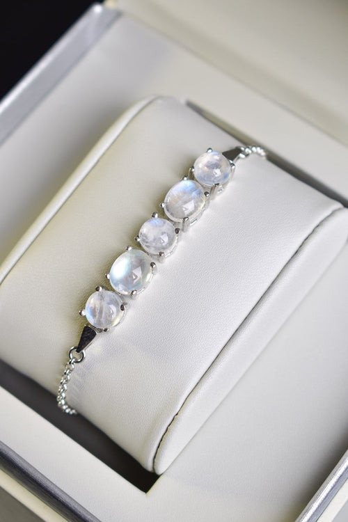 Ay Taşı Doğal Taş 925 Ayar Gümüş Bileklik