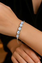 Ay Taşı Doğal Taş 925 Ayar Gümüş Bileklik