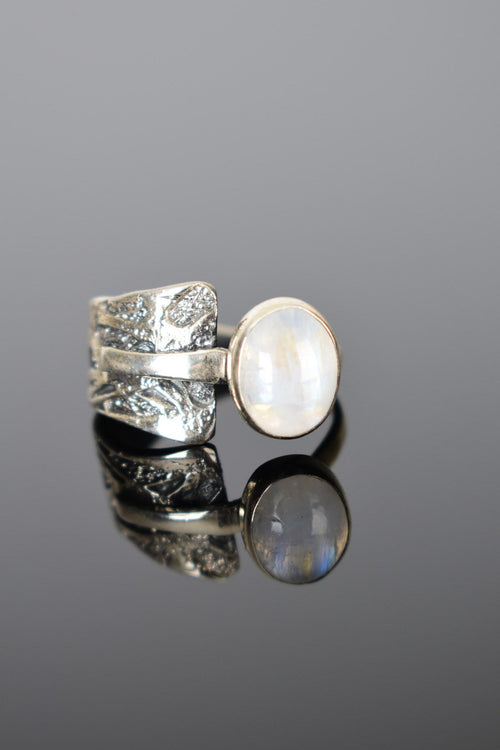 Ay Taşı Doğal Taş 925 Ayar Gümüş Yüzük