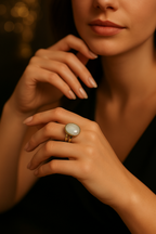 Ay Taşı Doğal Taş 925 Ayar Gümüş Yüzük