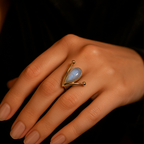 Ay Taşı Doğal Taş 925 Ayar Gümüş Yüzük