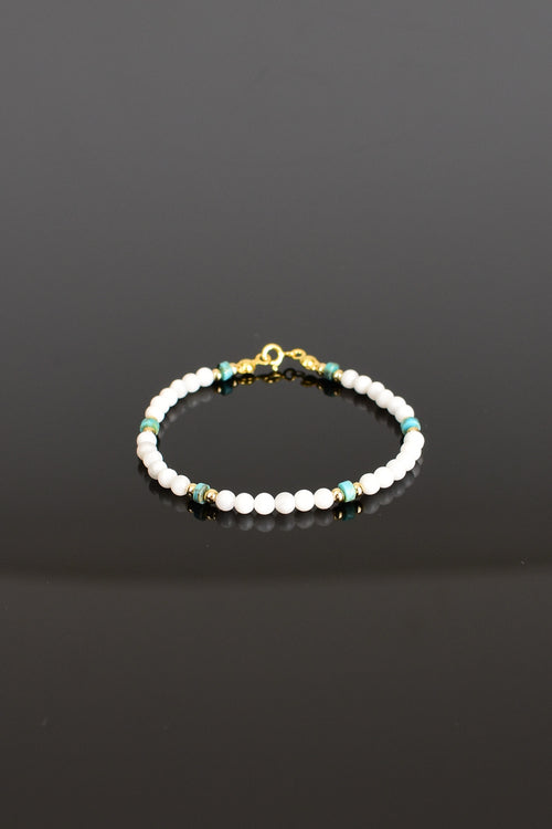 Ay Taşı - Turkuaz Firuze Doğal Taş Gümüş Kapama Bileklik