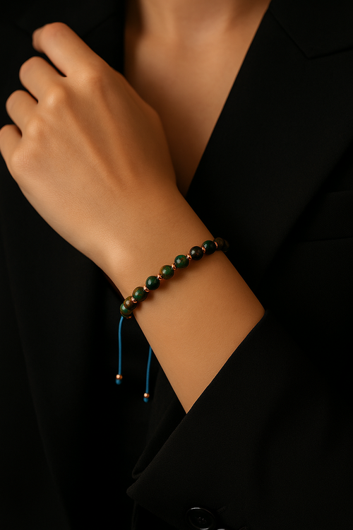 Azurit Doğal Taş Makrome Bileklik