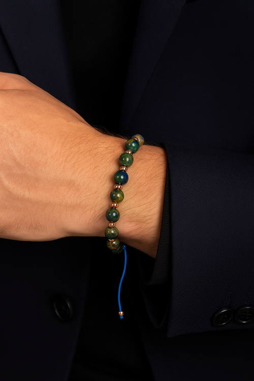 Azurit Doğal Taş Makrome Bileklik