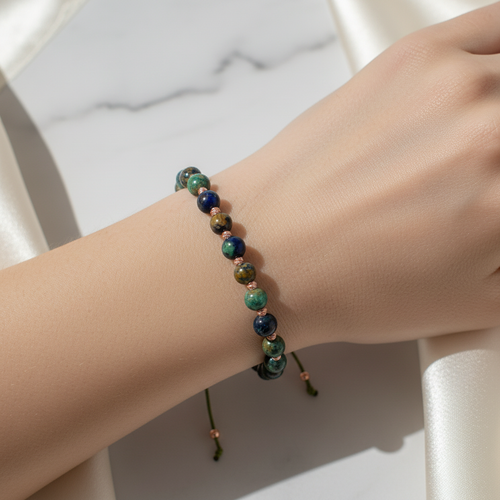 Azurit Doğal Taş Makrome Bileklik