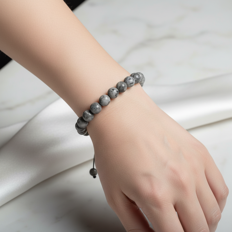 Gri Jasper 8 mm Merdiven Kapama Doğal Taş Bileklik – El İşçiliği - Görsel 2 - Safnaturel