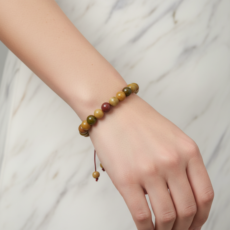 Sarı Jasper 8 mm Merdiven Kapama Doğal Taş Bileklik – El İşçiliği - Görsel 1 - Safnaturel