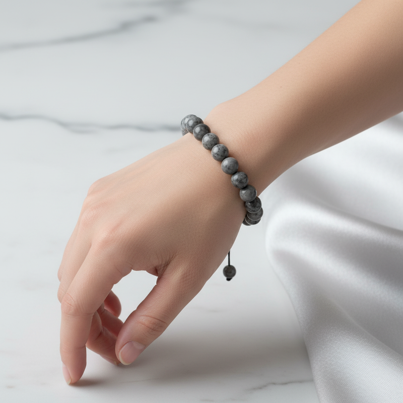 Gri Jasper 8 mm Merdiven Kapama Doğal Taş Bileklik – El İşçiliği - Görsel 1 - Safnaturel