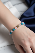 Apatit, Pembe Kuvars ve Hematit Doğal Taş Bileklik – Unisex Şık Tasarım