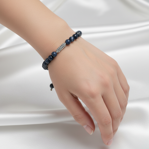 Dumortierit 6 mm Merdiven Kapama Doğal Taş Bileklik – El İşçiliği