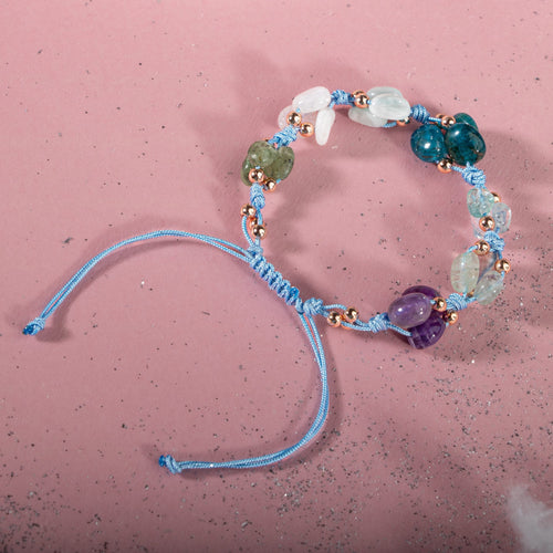 Balık Burcu Bileklik Akuamarin, Ametist, Ay Taşı, Kiyanit, Mavi Apatit, Mor Florit, Yeşil Larimar