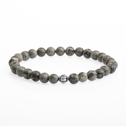 Gri Jasper 6mm Doğal Taş Bileklik