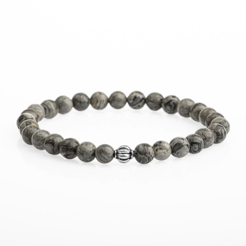 Gri Jasper 6mm Doğal Taş Bileklik