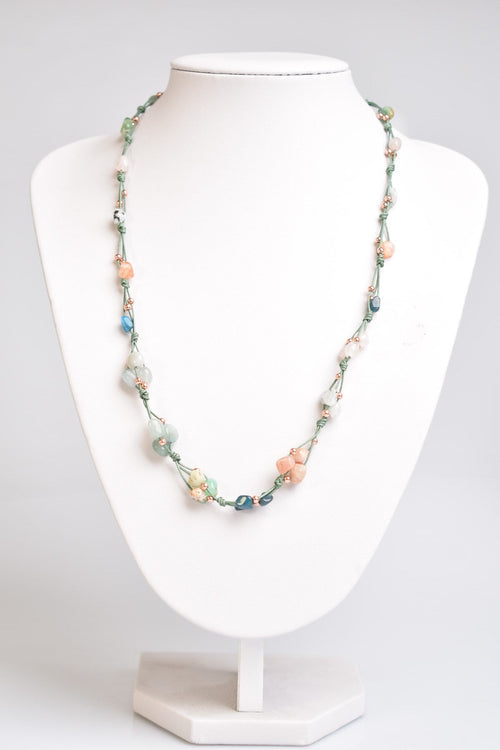 Boğa Burcu Doğal Taş Makrome Kolye