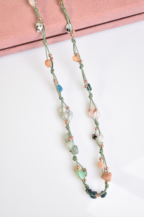 Boğa Burcu Doğal Taş Makrome Kolye