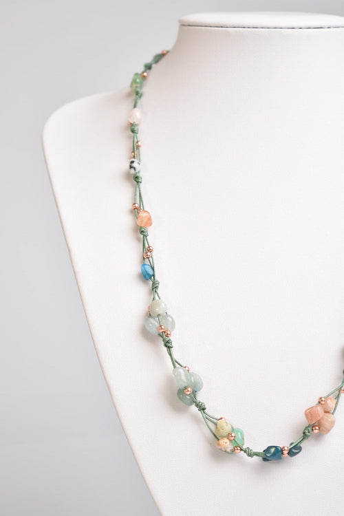 Boğa Burcu Doğal Taş Makrome Kolye