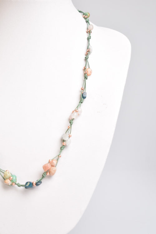 Boğa Burcu Doğal Taş Makrome Kolye