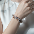 Bostwana Akik 8mm Çift Sıra Makrome Doğal Taş Bileklik