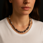 Botswana Akiği 8 mm Düğümlü Doğal Taş Kolye