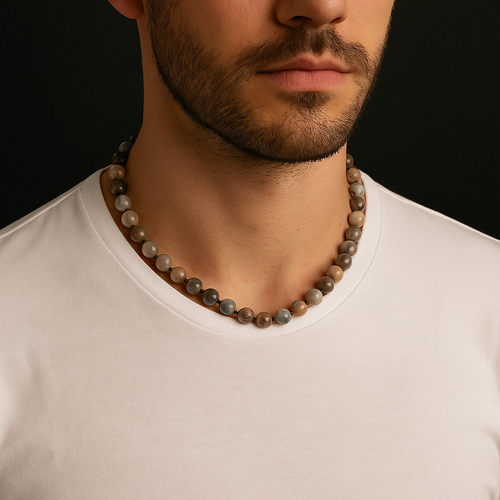 Botswana Akiği 8 mm Düğümlü Doğal Taş Kolye