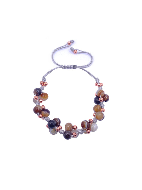 Botswana Akik Doğal Taş Merdiven Kapama İpli Her Bileğe Ayarlanabilir Bileklik