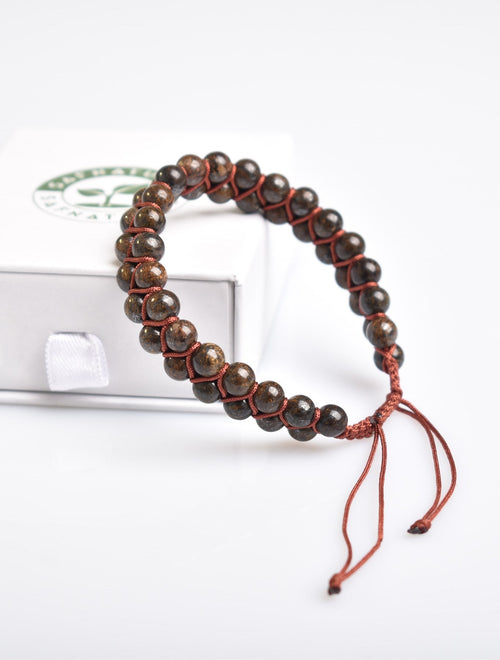 Bronzit 6mm Çift Sıra Makrome Doğal Taş Bileklik