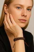 Bronzit 6mm Çift Sıra Makrome Doğal Taş Bileklik