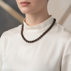 Bronzit 8 mm Düğümlü Doğal Taş Kolye