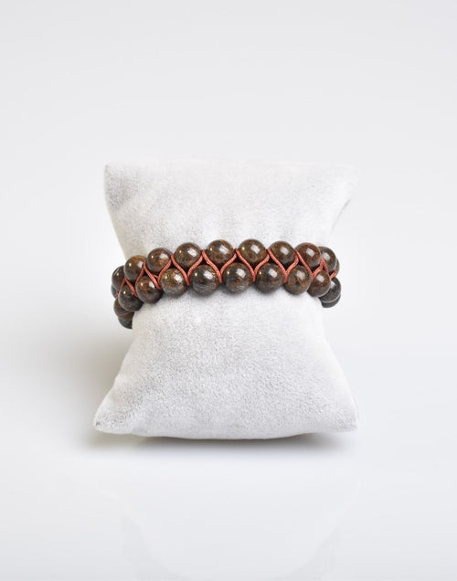 Bronzit 8mm Çift Sıra Makrome Doğal Taş Bileklik