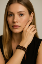 Bronzit 8mm Çift Sıra Makrome Doğal Taş Bileklik