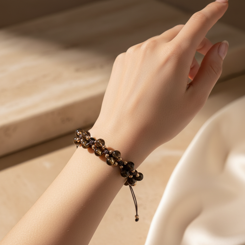 Bronzit Üçlü Makrome Özel Tasarım Bileklik 6 mm