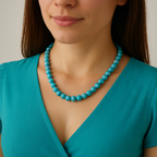 Buz Mavizi Apatit 8 mm Dizi Doğal Taş Kolye