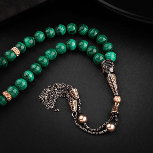 Malakit Doğal Taş 8mm Gümüş Tesbih