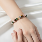 İkizler Burcu Doğal Taş Bileklik – Ay Taşı, Güneş Taşı, Kaplan Gözü, Pembe Kuvars, Sitrin ve Yeşim