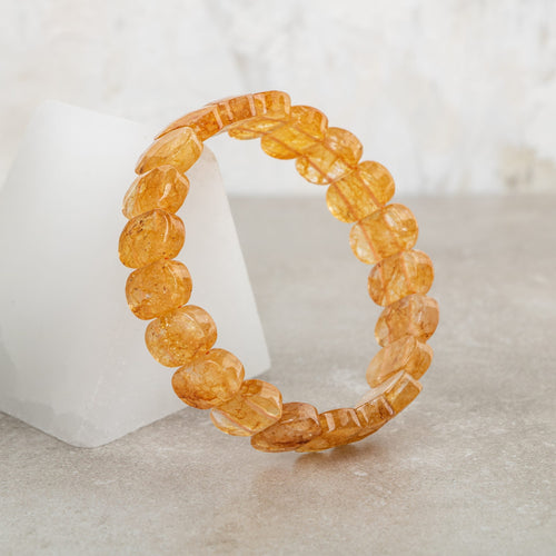 Sitrin Doğal Taş Geniş Kesim Bileklik