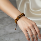 Kaplan Gözü 4 mm Çift Sıra Doğal Taş Bileklik – Unisex El İşçiliği