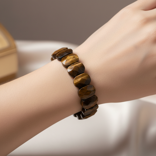 Kaplan Gözü Geniş Kesim Doğal Taş Bileklik