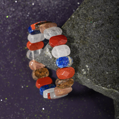 Yay Burcu Bileklik Ay Taşı, Bronzit, Güneş Taşı, Jasper, Lapis Lazuli, Selenit