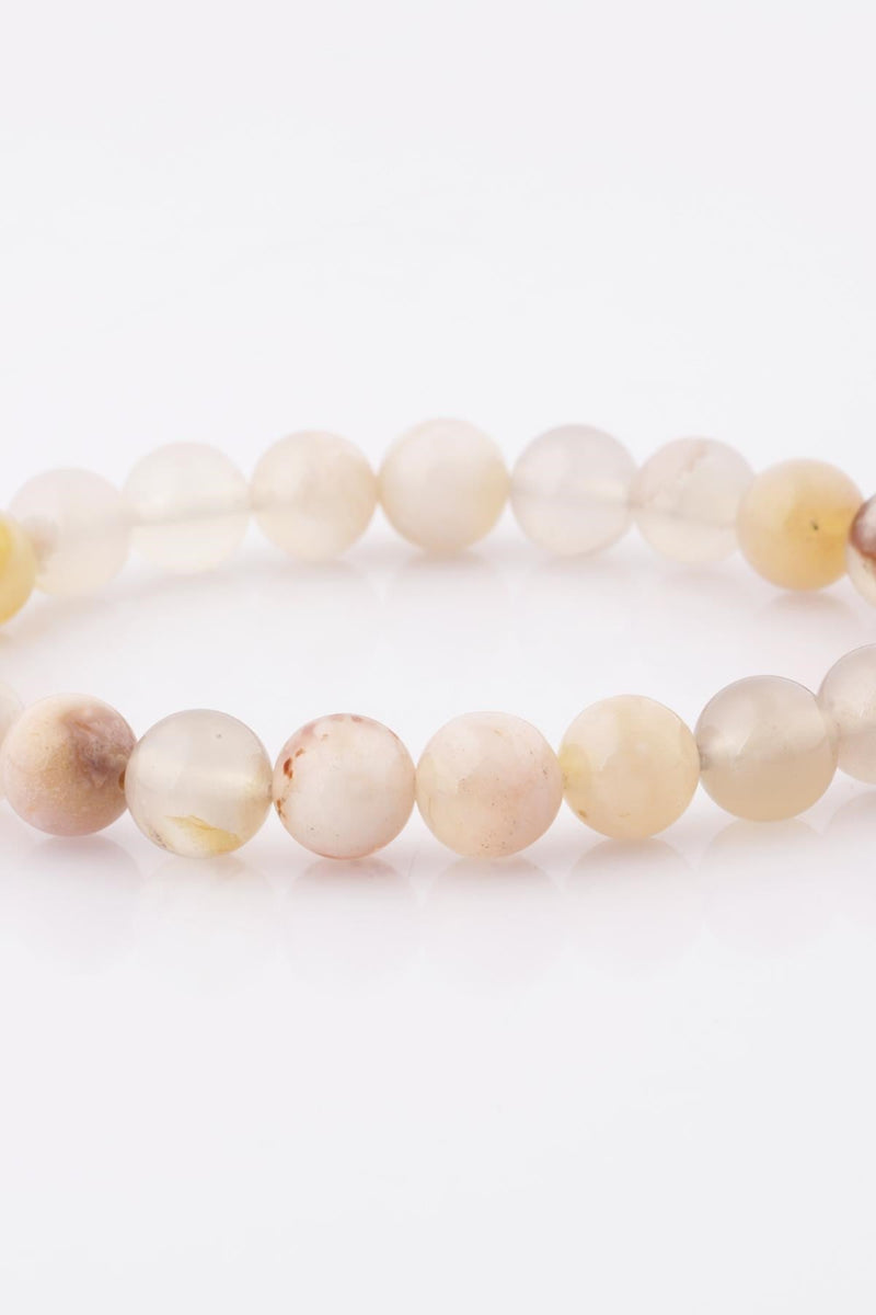 Çiçekli Akik Doğal Taş Bileklik 8 mm Küre Kesim Flower Agate - Görsel 4 - Safnaturel