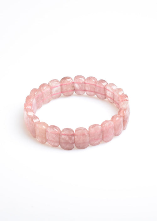 Çilek Kuvars 9x14 Özel Kesim Doğal Taş Bileklik