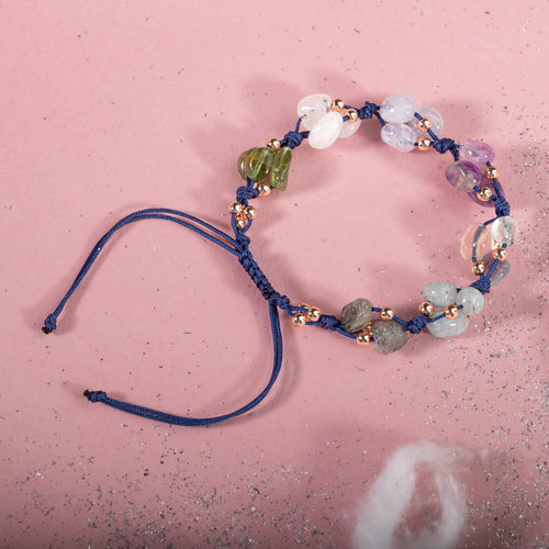 Kova Burcu Bileklik Akuamarin, Ametist, Ay Taşı, Kalsedon, Labradorit, Mor Florit, Yeşim