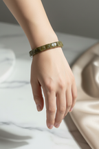 Geniş Kesim Tsavorit Yeşil Lal Doğal Taş Bileklik