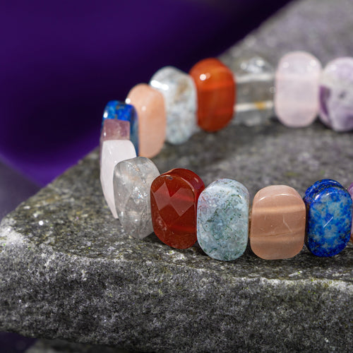 Terazi Burcu Bileklik Ametist, Dumanlı Kuvars, Güneş Taşı, Kırmızı Akik, Labradorit, Lapis Lazuli, Pembe Kuvars