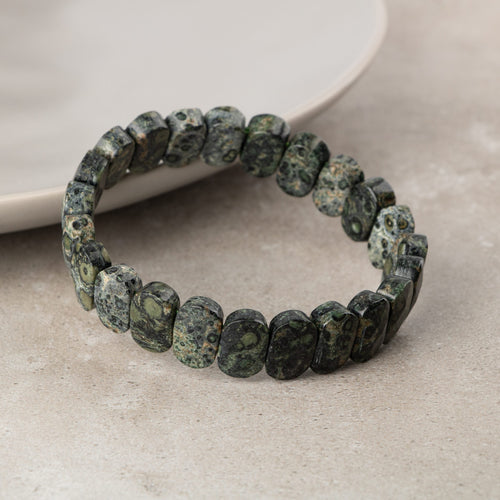 Yeşil Jasper Doğal Taş Geniş Kesim Bileklik