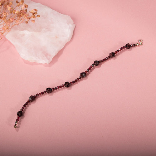 Lal Doğal Taş Gümüş Bileklik