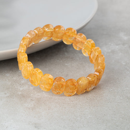 Sitrin Doğal Taş Geniş Kesim Bileklik