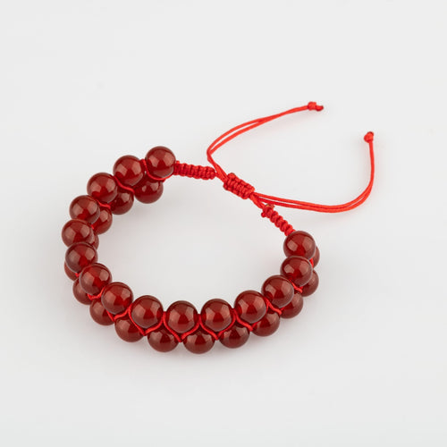 Kırmızı Akik 8mm Çift Sıra Makrome Doğal Taş Bileklik