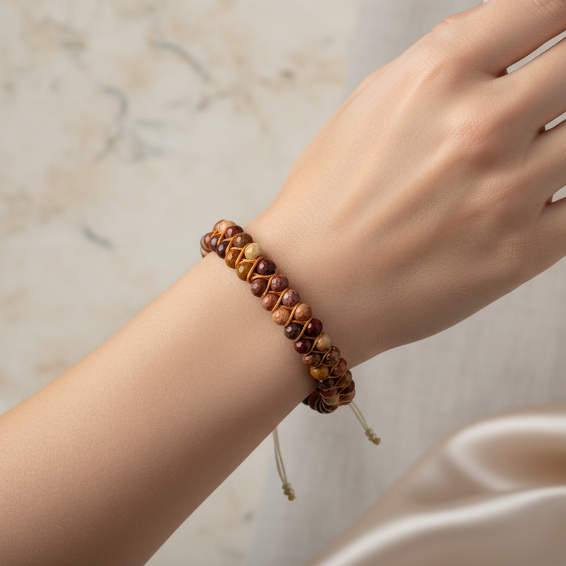 Jasper 3-4mm Çift Sıra Doğal Taş Makrome Bileklik – El İşçiliği - Görsel 2 - Safnaturel