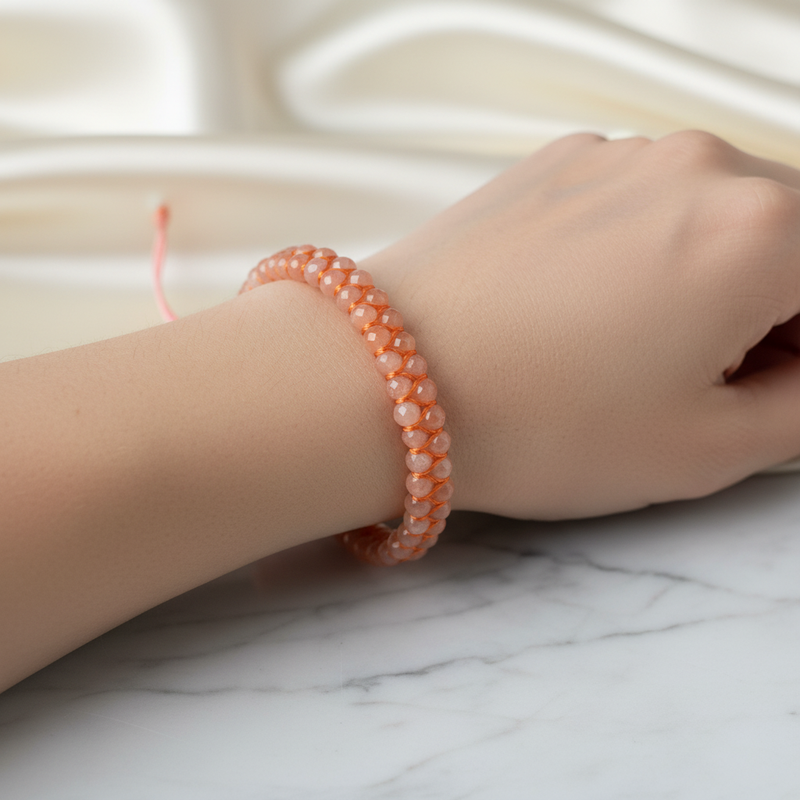 Güneş Taşı 3-4 mm Çift Sıra Doğal Taş Bileklik – Unisex El İşçiliği - Görsel 2 - Safnaturel