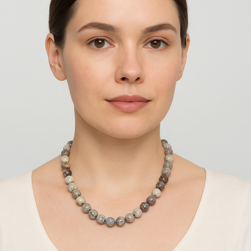 Dentiritli Opal Doğal Taş Dizi Kolye 8 mm